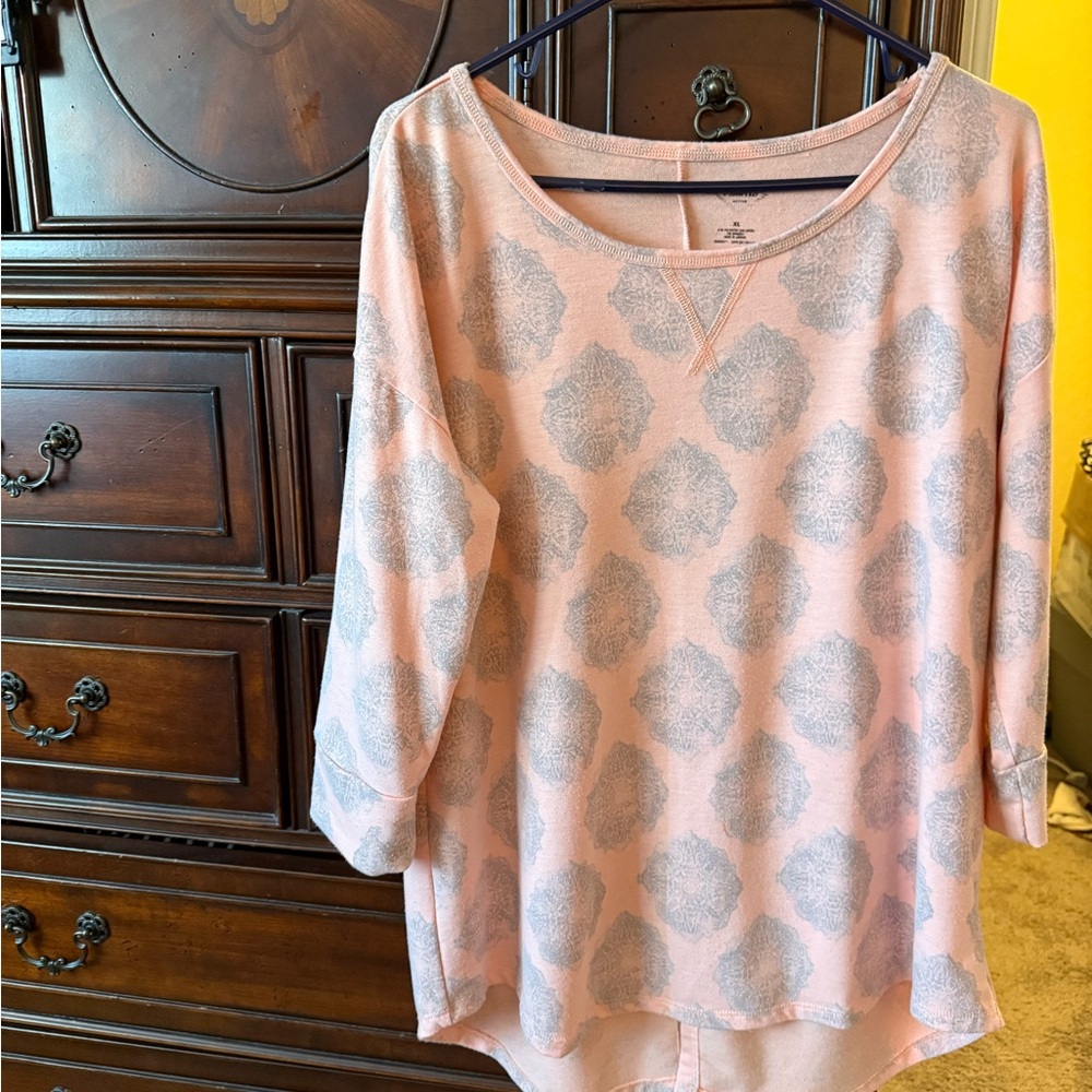 St. John's Bay Pink and Gray Patterned Tunic